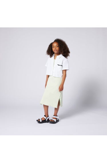 Girls Ribbed Logo Tank Dress in Green