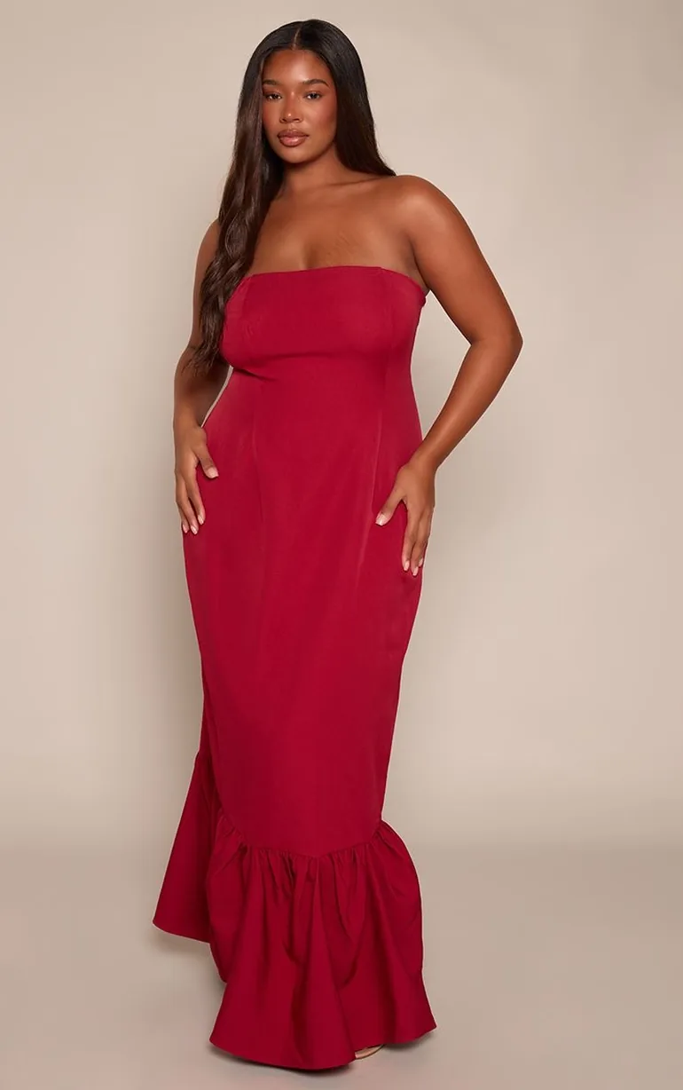 red peplum maxi dress Plus Plum Peplum Hem Maxi Dress Prettylittlething Red : Evening Dresses :  VogaCloset Oman