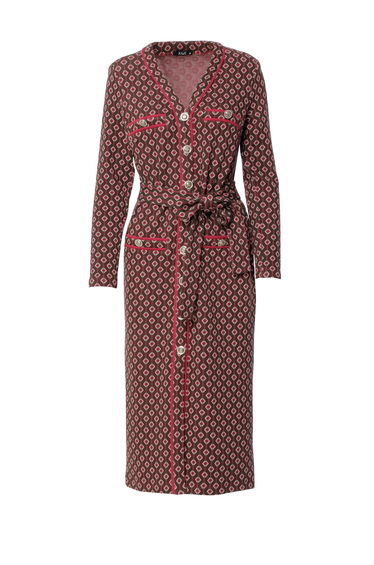 Midi Pink Dress with Wadded Knitwear Buttons