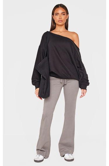 Black Oversized Off Shoulder Sweatshirt
