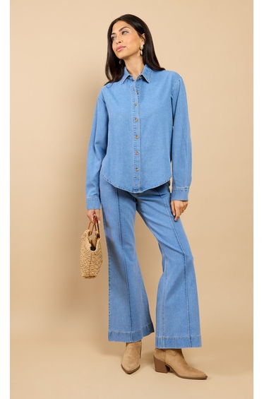 Xanthe Blue Denim Shirt Vicky Pattison EDIT