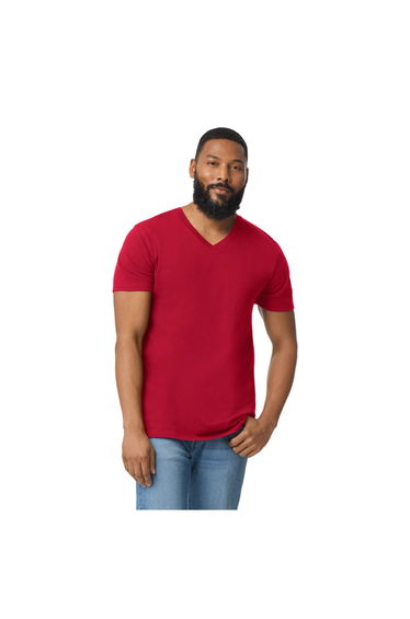 Gildan Mens Soft Style V-Neck Short Sleeve T-Shirt - Cherry Red