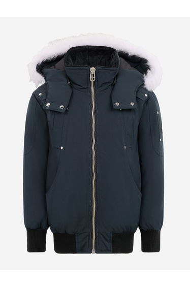 Moose Knuckles Kids Down Padded Bomber Jacket in Navy