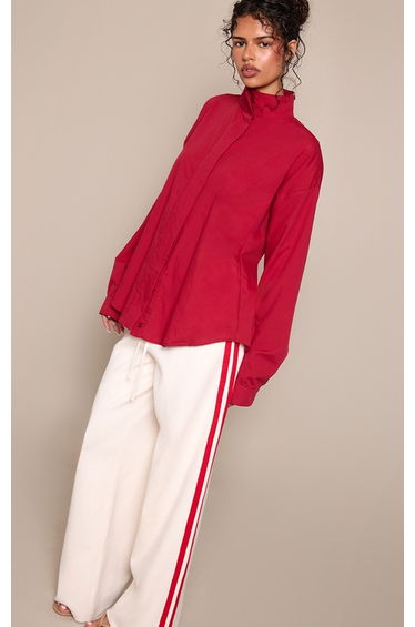 Cream Side Stripe Knit Trouser