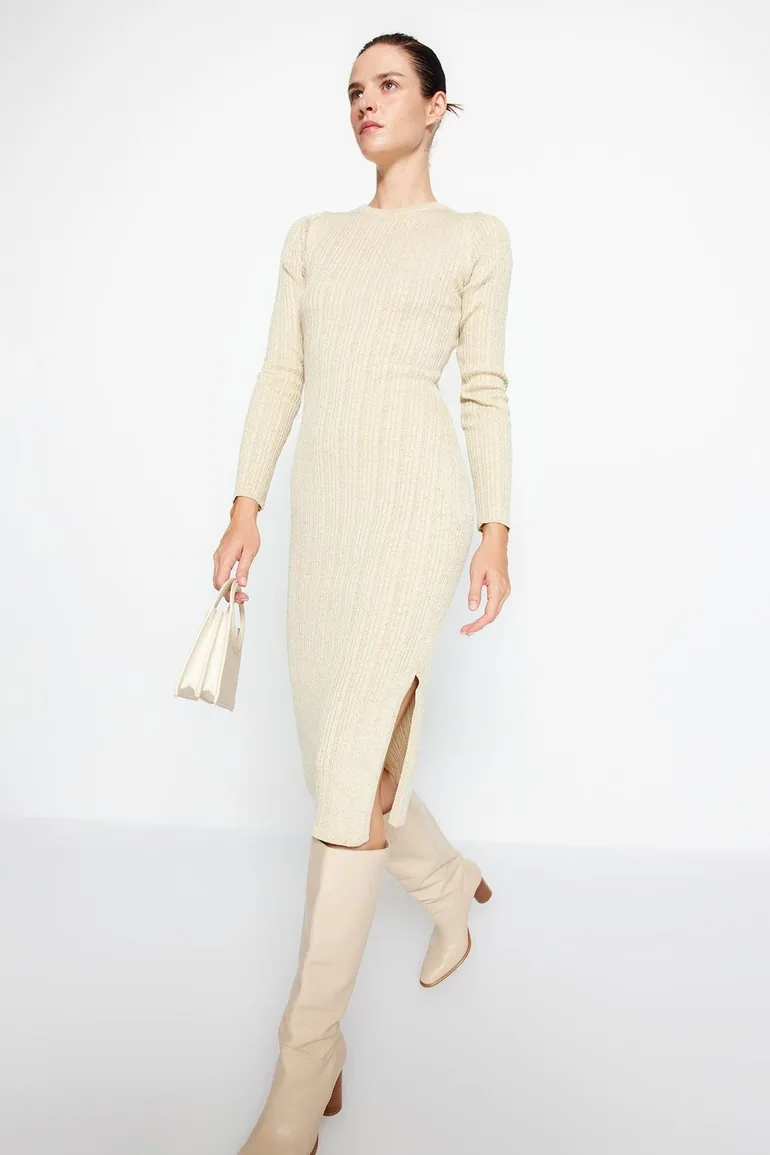 beige midi jumper dress CurveWow Midi Jumper Dress With Tie Waist Beige – Curvewow