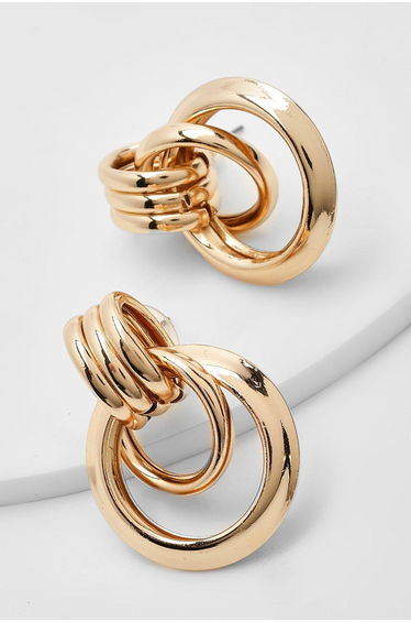 Twist Detail Stud Earrings - gold