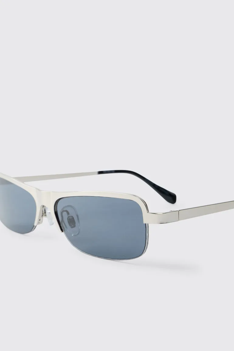 Rectangular Tinted Sunglasses - silver - 2