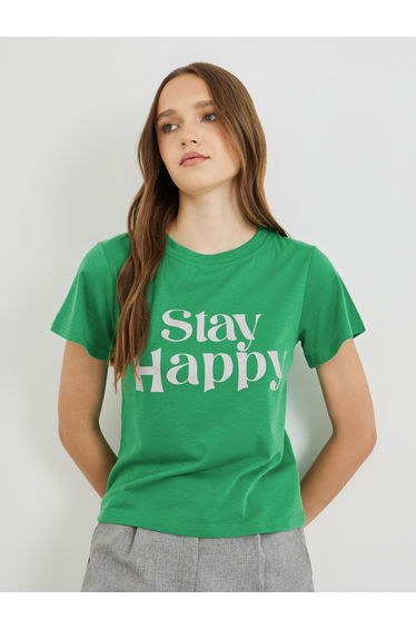 Slogan Print Short Sleeve T-Shirt
