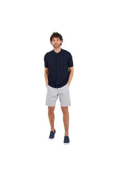 Brave Soul Mens Cotton Button-Down Short-Sleeved Polo Shirt - Midnight Navy