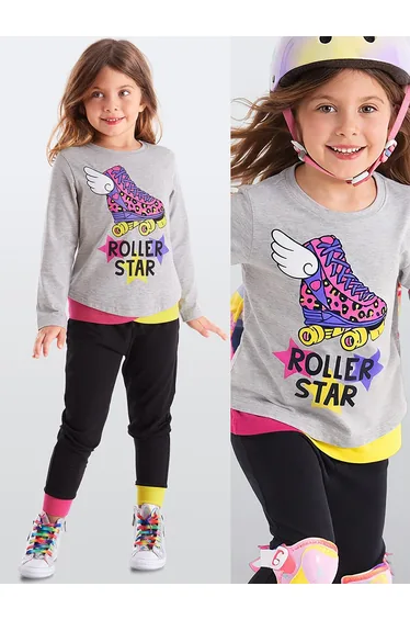 Roller Star Girl's T-shirt Trousers Set