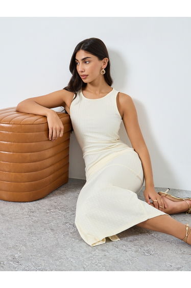Solid Bodycon Sleeveless Midi Dress