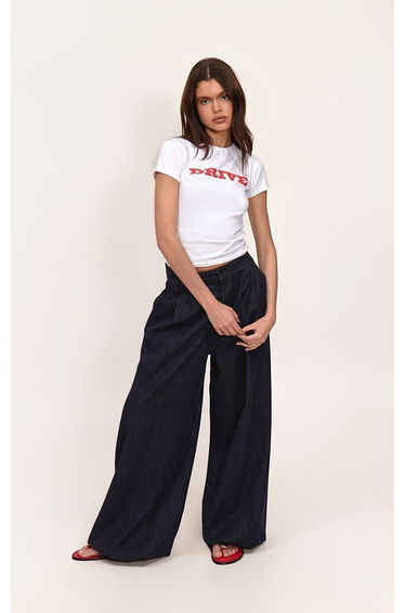 White Drive Printed Crop Top