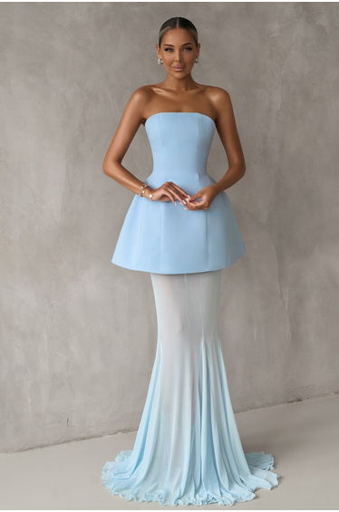 Mélanie Blue Corset Dress & Mesh Skirt Set
