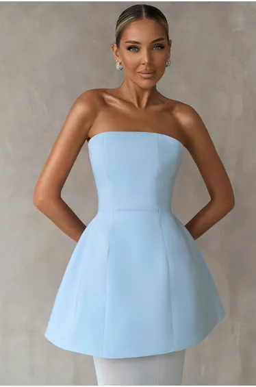 Mélanie Blue Corset Dress & Mesh Skirt Set