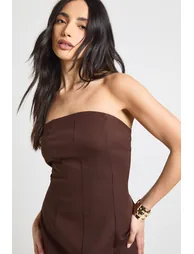 Bandeau Scarf Detail Mini Dress - espresso - 3