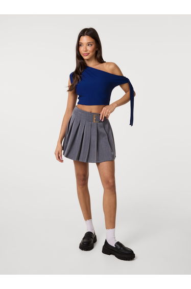 Soft Cotton Asymmetric Tie Sleeve Top