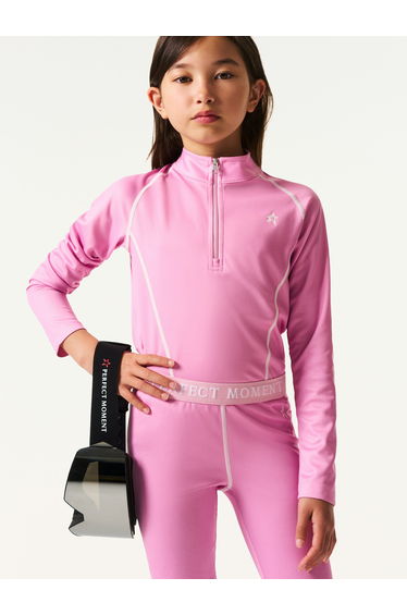 Perfect Moment Girls Thermal Half Zip Top in Pink