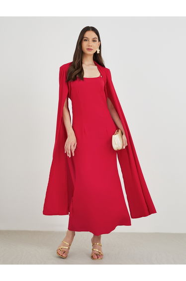 Strappy Bodycon Dress and Cape Sleeve Crop Jacket Co-Ords