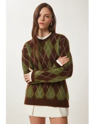 Baklava Patterned Soft Textured Knit Sweater