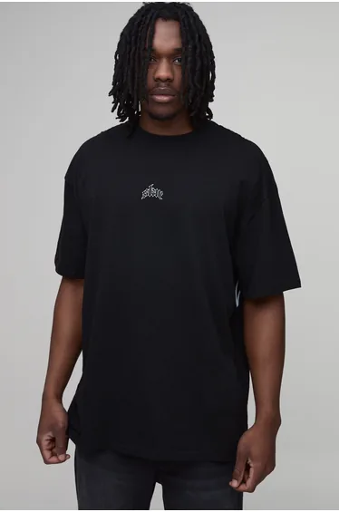 Tall Black Oversized Star Printed T-Shirt - black