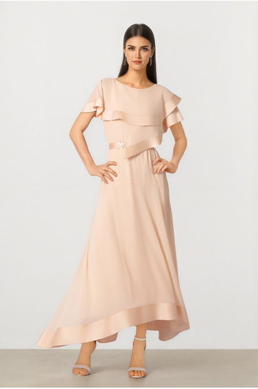 Nude Ruffle Dress