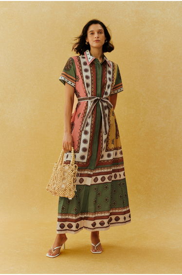 Earthly Enchantment Multi Printed Short Sleeve Maxi Dress