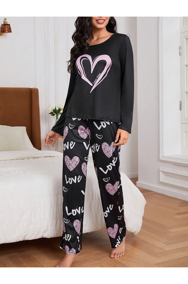 Graphic Printed Long Sleeve T-shirt with Pants Set