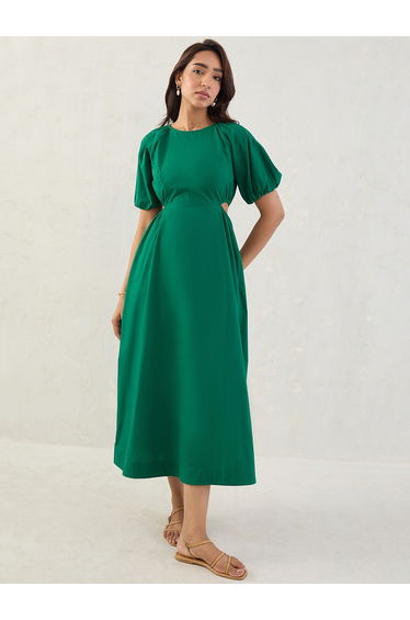 Emerald Green Maxi Dress with Cutout Details