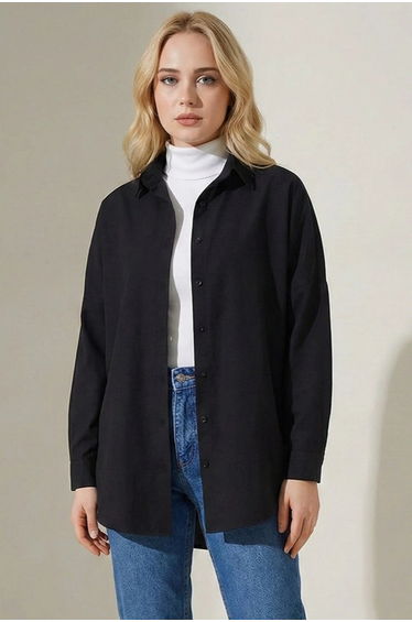 BDART Loose Fit Poplin Shirt with Button Closure