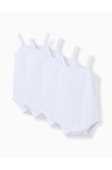 Pack Of 4 Plain Strappy Bodysuits For Newborns And Babies White