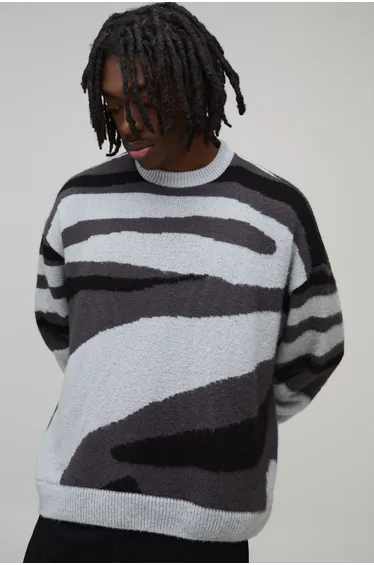 سترة بوهو مان رمادي محبوك بأكمام طويلة