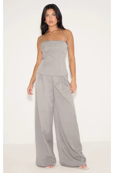 Mocha Woven Tailored Halterneck Jumpsuit