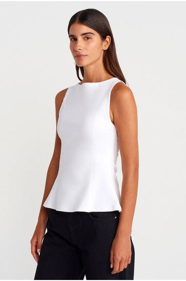 Dilvin Fitted Sleeveless Peplum Blouse