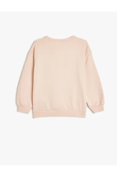 سويتشيرت قطن زهري بأكمام طويله