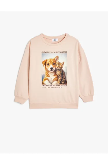 سويتشيرت قطن زهري بأكمام طويله