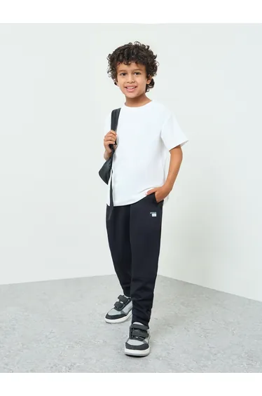 Boys Ribbed Cuff Hem Joggers with Side Pocket