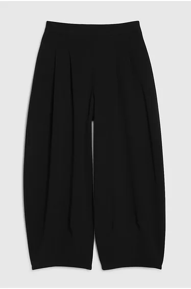 Petite Black Pleated Balloon Leg Trousers
