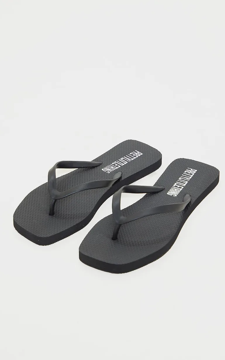 Black Square Toe Flip Flop - 2