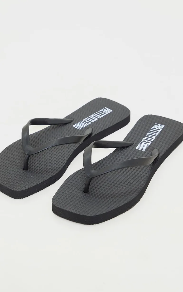 Black Square Toe Flip Flop - 3