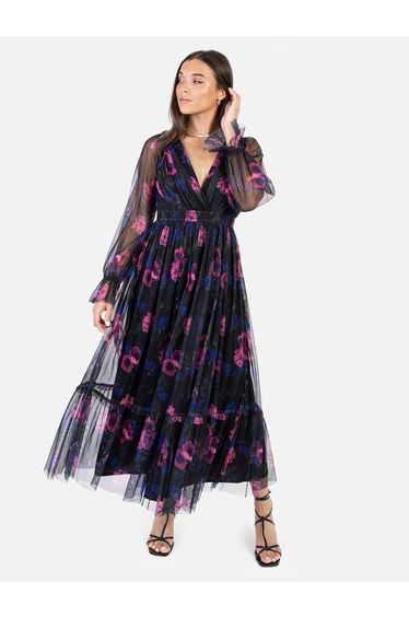 Anaya With Love Recycled Floral Print Faux Wrap Long Sleeve Midaxi Dress