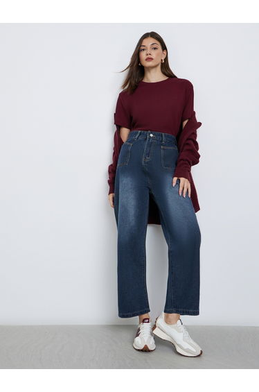Double Patch Pocket Detail Mom Jeans