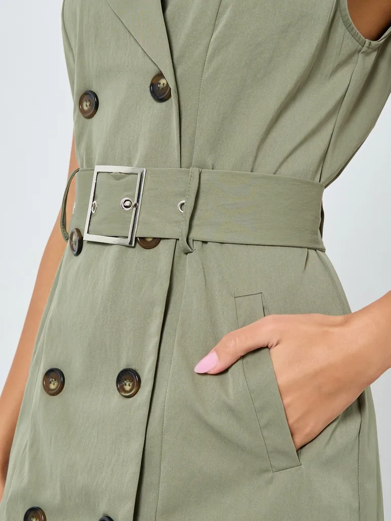 Olive Belted Blazer Midi Dress Styli Green : Evening Dresses : VogaCloset  Oman