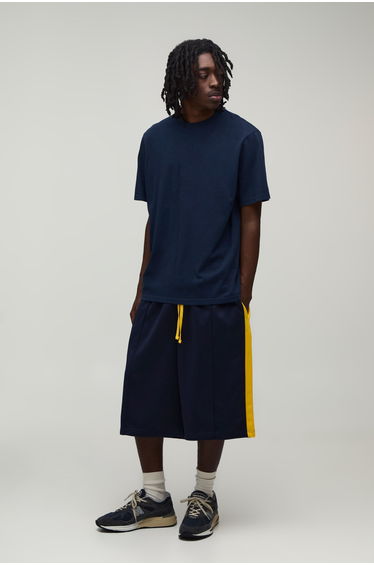Stripe Tricot Jersey Bermuda Jort - navy
