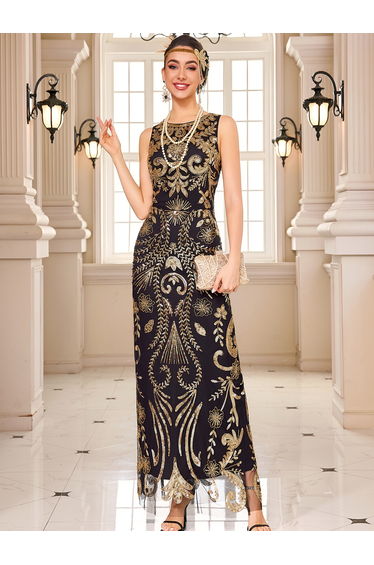 Modecrush 1920s Gatsby Red Beaded & Fringed Dress