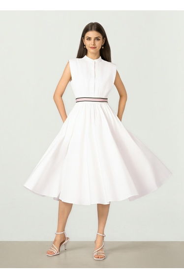 Contrast Waist Midi