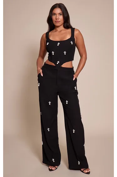 Shape Black Embellished Corset Top