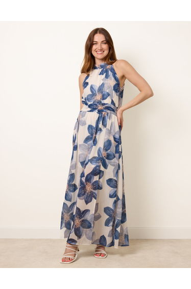 Floral Print Halter Neck Occasion Dress