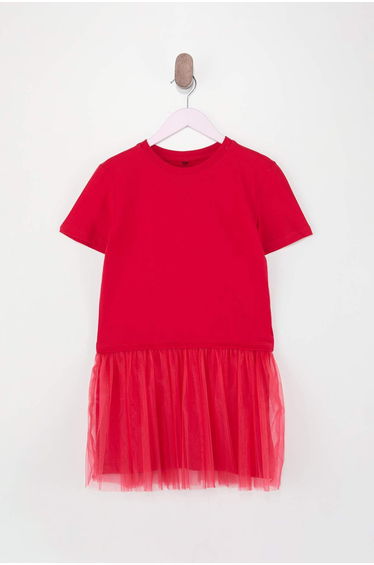 Red Short / Mini Straight Knitted Dress