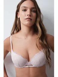 Pink lace push-up bra - 1