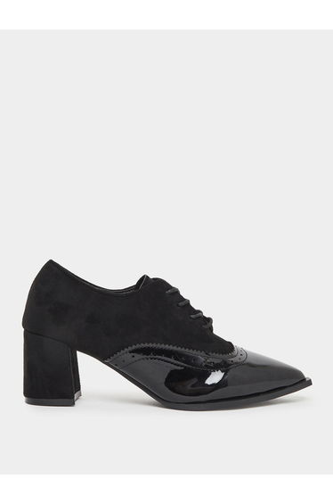 Women Black Lace Up Oxford Shoes